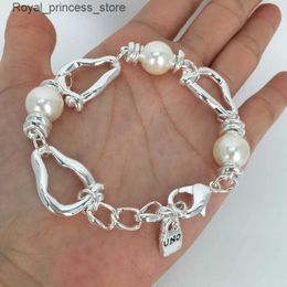 Charm Bracelets YS High Quality European And American Original Fashion Electroplating 925 Silver Pearl Uno De 50 Holiday Jewellery Gft Q240321