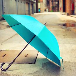 デザイナーブルーロングハンドル傘の日焼け防止と雪の保護黒ゴム傘の古典的なレタープリントオートマチック長い傘