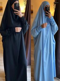 Ethnic Clothing Ramadan Long Khimar Muslim One Piece Jilbab Dress Abaya Women Prayer Garment Saudi Arabic Robe Burka Eid Niqab 2024