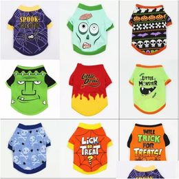 Dog Apparel Halloween Dogs Shirt Puppy Pets T-Shirt Ghost Costume Outfits Cute Pumpkin Pup Clothes For Small Doggy Cats Pet Drop Del Dh0Cg