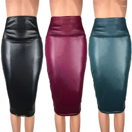 Skirts Fashion Bodycon Pu Mini Skirt Women Faux Leather Solid Black Package Hip Regular Waist Office Lady Sexy TIGHT