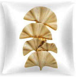 Pillow Nordic Light Luxury Case Ginkgo Leaf Printed Sofa Bedroom Linen Cover 45X45 Tropical Plant Velvet J1827