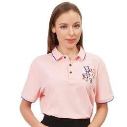 Summer Fashion Ladies Embroidery Polo T-shirt Womens Short Sleeve Tshirts Breathable Golf Wear Woman Tee Shirts 240308
