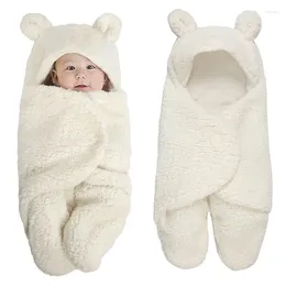 Blankets D7YD Born Baby Blanket Swaddle Wrap Winter Cotton Plush Hooded Sleeping Bag 0-12M