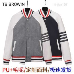 Mens Jackets TB browin NEW Baseball Shirt raglan sleeve color blocking coat mens and womens striped Korean jacket