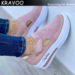 Shoes KRAVOO Female 2023 Casual Vulcanised Shoes Sneakers Women Breathable Sport Mesh Platform NonSlip Comfort Design Ladies Footwear