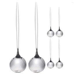 Spoons 6pcs Spoon Set Stainless Steel Dessert Soup Table Dinner