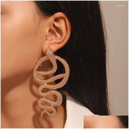 Stud Earrings Fashion Punk Exquisite Embossed Long Snakes For Women Men Hip Hop Exaggerated Metal Animal Jewellery Gift 2024 Drop Delive Otugo