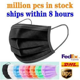 Ship Colorful Face Fast Masks Disposable With Elastic Ear Loop 3 Ply Breathable For Blocking Dust Air Anti-Pollution Mask