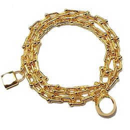 Fashion Jewelry Designer Lock Ball Pendant Bracelet Horseshoe Necklaces for Women Party Rose Gold Platinum Long Chain Jewellery