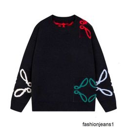 Designer Correct Top Version 1.1 AutumnWinter Multiple Roewe Jacquard Round Neck Wool Knitted Sweater Couple Style Ancestral BirdCSMX