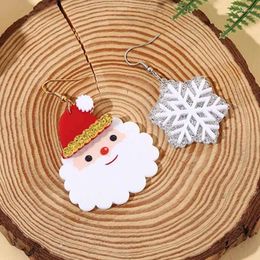 Dangle Earrings Christmas Acrylic Splice Santa Claus Shiny Snowflake Decoration Gift Wholesale