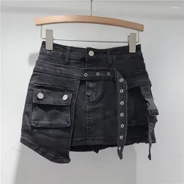 Women's Shorts Irregular Pocket Cargo Denim Skirt Women Clothing Summer Fashion 2024 Sexy A-line Hip Skirts Female Bottoms Club Streetwear