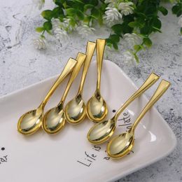 Disposable Flatware 72PCS Plastic Golden Condiment Spoons Imitate Metal For Barbecue Party Picnic