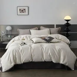 Bedding Sets 2024 Long-staple Cotton Four-piece Bed Linen Est Plain Color Simple Nordic Style Fashion Pink White Gray