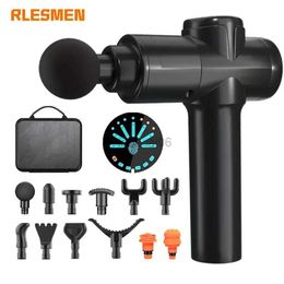 Massage Gun RLESMEN 12 Head High Frequency Massage Gun Muscle Body Relaxation Electric Massager With Portable Bag Fascia Gun For Fitness Men 240321