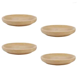 Dinnerware Sets 4 Pcs Bamboo Creative Small Plate Appetisers Dipping Bowls Snack Sauce Dishes Luxury For Dinner Round Mini Condiments