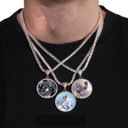 Custom Made Po Medallions Necklace & Pendant With Rope Chain Gold Silver Colour Cubic Zircon hip hop Necklace Jewellery commemorat2900
