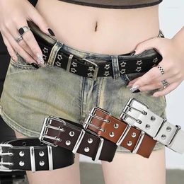 Belts Vintage Metal Star Belt Hollow Punk Gothic Rivet Simple PU Leather Hip-hop Men Women Adjustable American Street Style Accessory