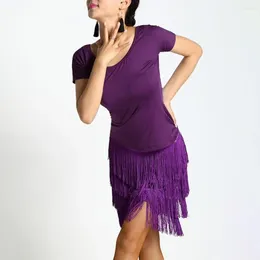 Skirts Dance Performance Skirt Elegant Latin Mini For Women High Waist Four-layer Tassel Comfortable Sexy Short Dress