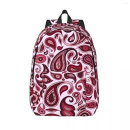 Backpack Red Hues Paisley Flowers Travel Backpacks Student Design Breathable School Bags Elegant Rucksack