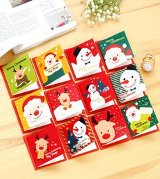 12pcslot Cute Cartoon Christmas Card Mini Greeting Card Sets Message Blessing Card with Envelopes4147413