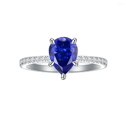 Cluster Rings Zhenchengda Synthetic Sapphire Diamond Ring With Classic Retro Water Drop Setting From Europe And America