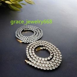 Hiphop 5MM Iced Out Gold Plated 925 Sterling Silver Necklace Pass Diamond Tester VVS Moissanite Tennis Chain