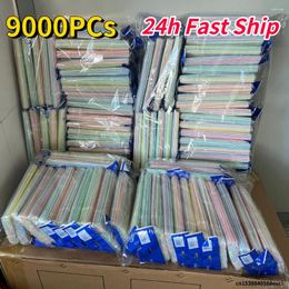 Disposable Cups Straws 9000Pcs Multicolor Striped Plastic Kitchen Beverage Drinking Straw Cocktail Rietjes Wedding Party Accessories