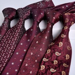 Bow Ties Neckties For Men Burgundy Stripe 8 Cm Tie Wedding