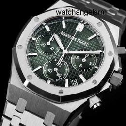 Business Fashion AP Wrist Watch 26240st 50th Anniversary Green Plate Three Eyes Chronograph Automatic Mechanical Mens Watch Plate 41mm Torch Complete Set