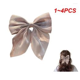 Hair Accessories 1-4Pcs Top Clip Satin Fashion Headband With Clips Bow Hairpin Headdress Pin Spring Retro Layer Butterfly For Women Dr Otwez