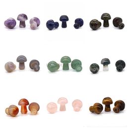 Face Massager 1 piece of 20MM drilled mushroom natural stone pendant Jewellery making DIY treatment crystal loose bead necklace gemstone wholesale 240321