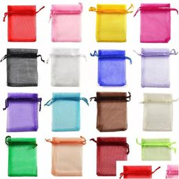 Gift Wrap 50Pcs Organza Bag Jewelry Packaging Candy Party Goodie Packing Favors Pouches Dable Bags Present Sweets Drop Delivery Home G Dhhz1