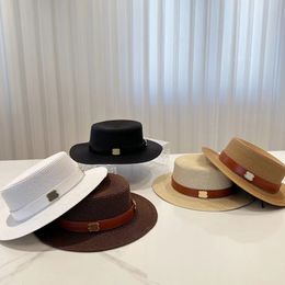 Designer Fashion Straw Hat For Women Fashion Summer Beach Bucket Hats Letter Straw Hat Grass Braid Classic Flat Bucket Hats Holiday Sunhat