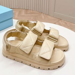 New Nappa Sandals Leather Womens Slides Luxury Flat Slippers Summer White Black Comfortable Home Shoes With Box 538