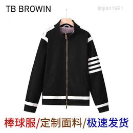 Mens Jackets TB Autumn/Winter New Baseball Suit Mens English Style Baseball Coat Casual Zipper Cardigan