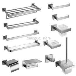 Towel Rings Brushed Steel Bathroom Accessories Hardware Set Toilet Brush Holder Paper Holder Towel Rail Rack Robe Hook Soap Dish Towel Ring 240321