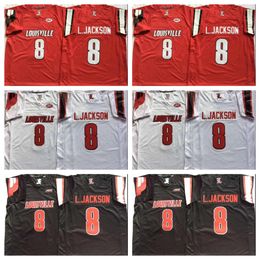 Mens NCAA #8 Lamar Jackson College Football Jerseys Red Black White University L.Jackson Stitched Shirts Custom Any Name Any Number Stitched Women Youth