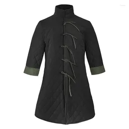 Men's Jackets Mediaeval Armour Retro Cotton Jacket Eye-catching Contrast Colour Thin Ribbon Pirate Standing Collar