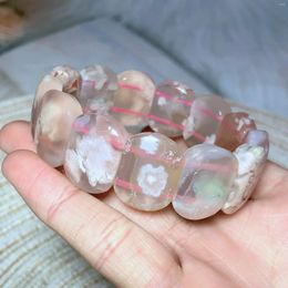 Decorative Figurines Natural Crystals Flower Agate Bracelet Card Healing Women Men Jewellery Elastic High Quality Reiki Mineral Energy Gift