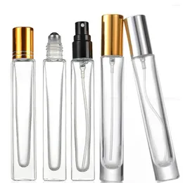 Storage Bottles 10ml Square / Round Thick Glass Perfume Oil Spray Bottle Sprayer Atomizer Travel Refillable Clear Roll On Roller Ball