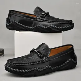 Casual Shoes Leather Men Luxury Trendy 2024 Slip On Formal Loafers Moccasins Italian Black Male Driving Sneakers