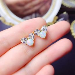 Stud Earrings FS S925 Sterling Silver Inlay 5mm Natural Opal Ear Studs With Certificate Fine Fashion Charm Weddings Jewellery For Women