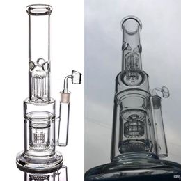 Straight Tube Glass Bong Hookah Matrix Arm Tree Perc Water Pipe Thick Dab Rig Bubblers with 18mm Joint Smoking Shisha Pipes