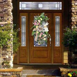 Party Decoration Easter Wreath Reusable Flower Garland Attractive Decorative Artificial Home Front Door Decor