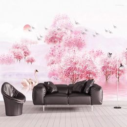 Wallpapers Po Wallpaper 3D Beautiful Peach Blossom Forest Murals Living Room Wedding House Background Wall Painting Papel De Parede 3 D