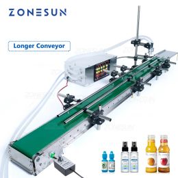 Processors ZONESUN ZSDPYT200L Automatic Water Milk Liquid Bottle Vial Double Heads Filling Machine With Longer Conveyor