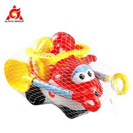 Sand Play Water Fun Super Wings Exclusive 6PCS Jett Car Summer Beach Set Buckets Car Sand Shovel Molds Rake Watering Can Water Play Toys for Kid 240321