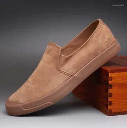 Casual Shoes Breathable Men's Moccasins Korean Fashion Flannelette Flat Lazy Sneakers Men Loafers Khaki